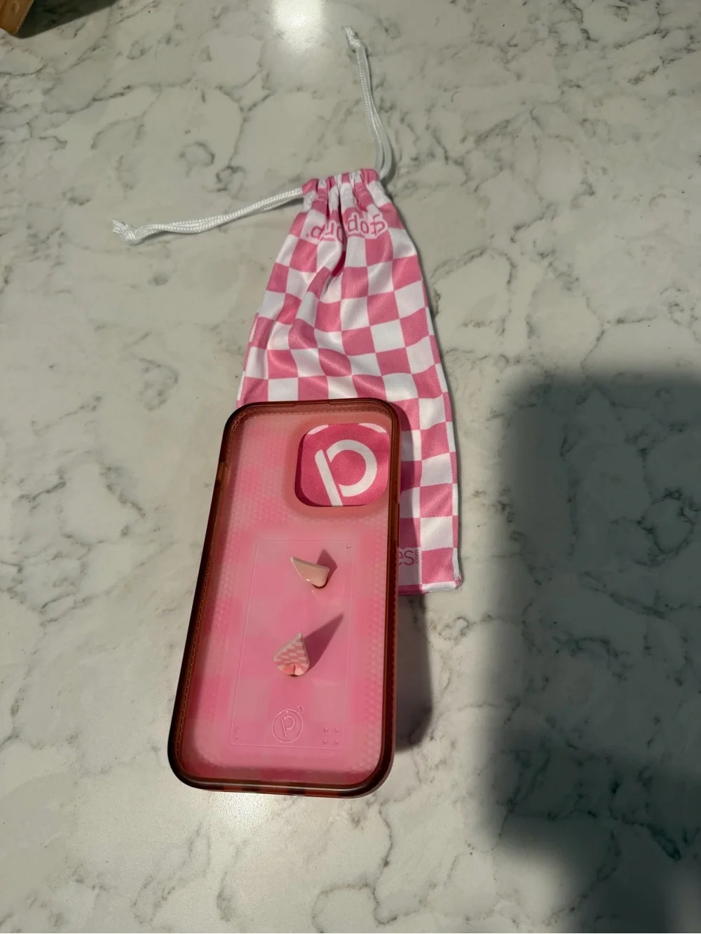 Pink Checkerboard Loopy Case with Matching Pouch